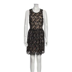 Red Valentino lace pattern mini dress with sequin embellishments